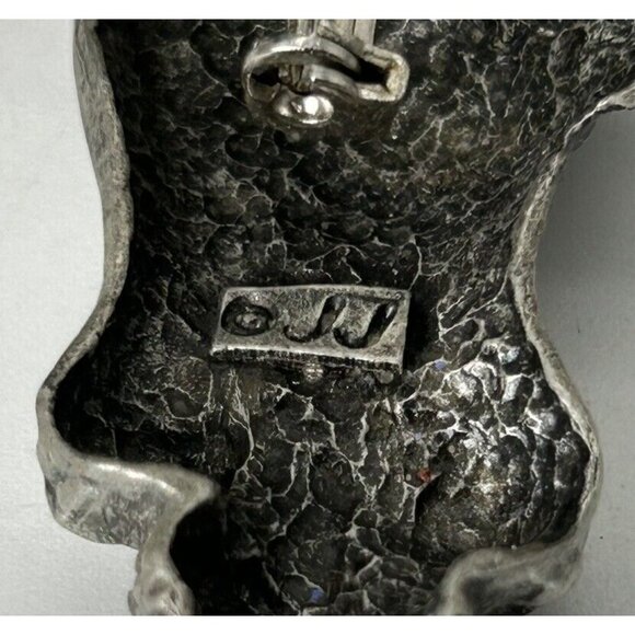 Vintage Pewter JJ Jonette Set of 2 Pins Brooch Mythical Dragon Snake Woman - Picture 7 of 11